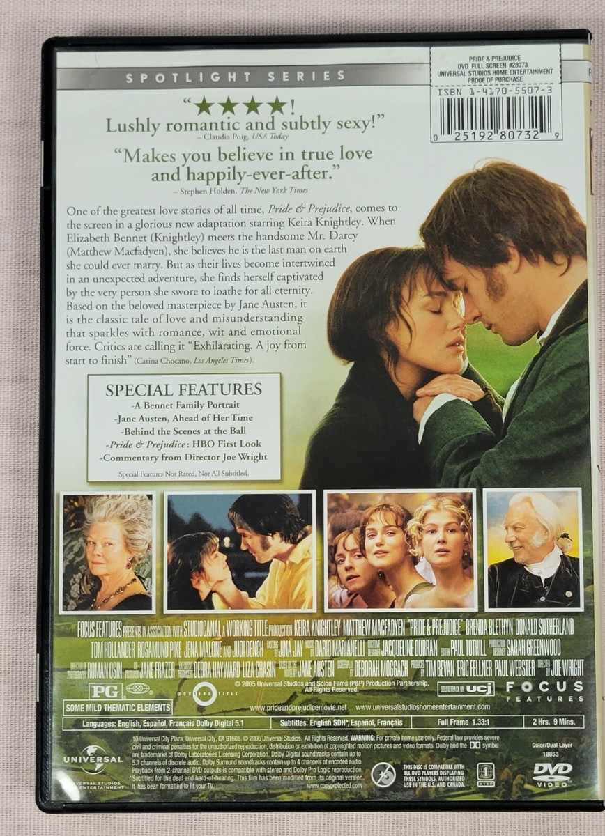 Pride and Prejudice (DVD, 2006, Full Screen Edition) 25192807329| eBay