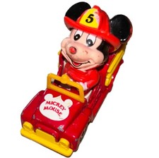 Vintage Tomy Walt Disney Fireman Mickey Mouse Die-Cast Toy Fire Truck Car