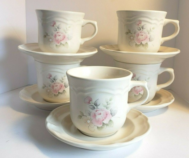 Pfaltzgraff Tea Rose Cups and Saucers Set of 5 eBay