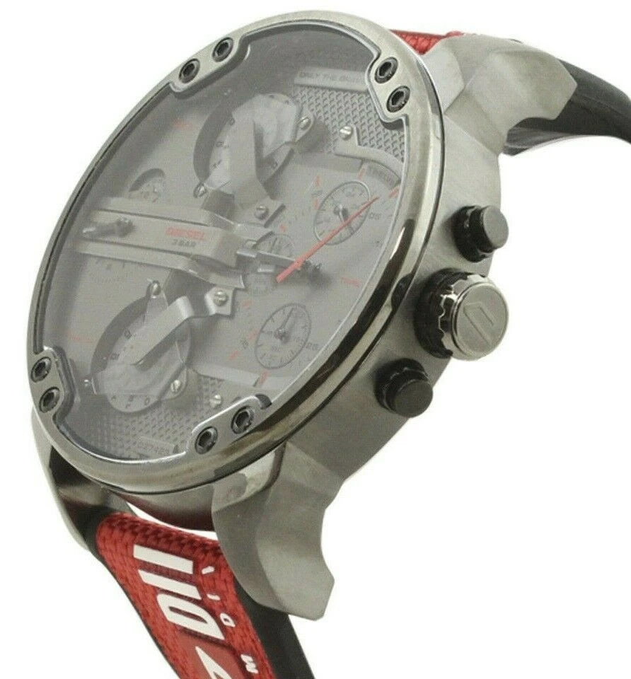 Diesel Mr Daddy 2.0 Gunmetal Grey Dial Red Nylon Chronograph Mens Watch DZ7423 - image 2 of 4