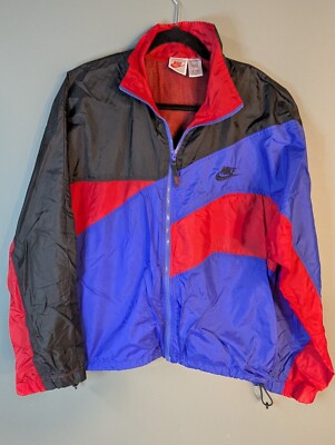 NIKE Windbreaker Jacket 90s Gray Tag M Colorblock Full Zip