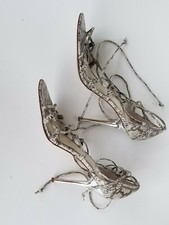 Aldo Heels Strappy Sandals Leather Shoes Size EUR 39 US 8 Ivory