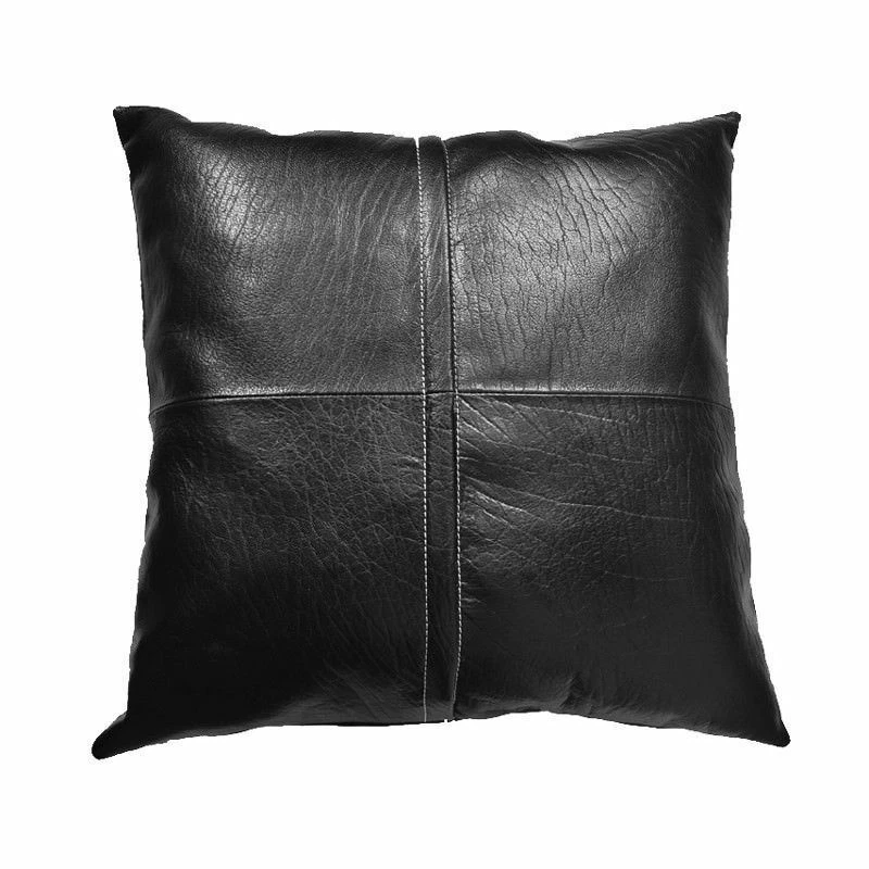 Capa de travesseiro de couro almofada estojo decorativo macio real 20 decoração genuína 6 - Imagem 2 de 3
