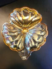 Vintage Jeanette Marigold Iridescent 3 Part Dish