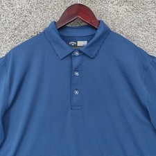 Callaway Opti Dri Polo Shirt Mens Large Blue Striped Short Sleeve Stretch Golf