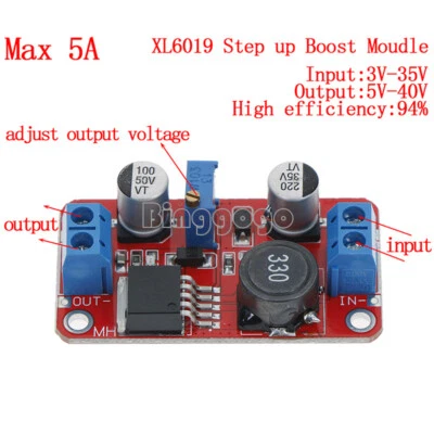 5A DC-DC Step Up Power Module Boost Volt Converter 3.3V-35V To 5V 6V 9V 12V 24V - Bild 1 von 4
