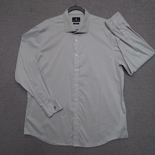 Psycho Bunny Dress Shirt Mens 17.5 34/35 Gray Modern Long Sleeve Button Up