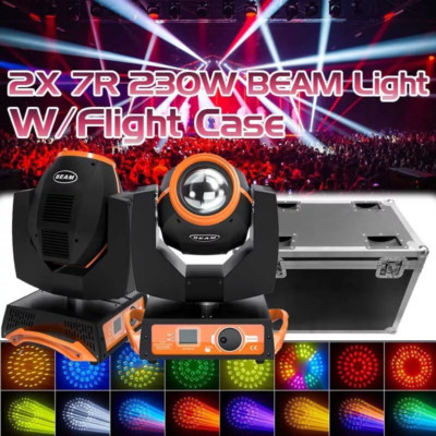 2PCS 230W 7R Beam Sharpy 16Prism DMX Stage Lighting Moving Head Light Disco+Case