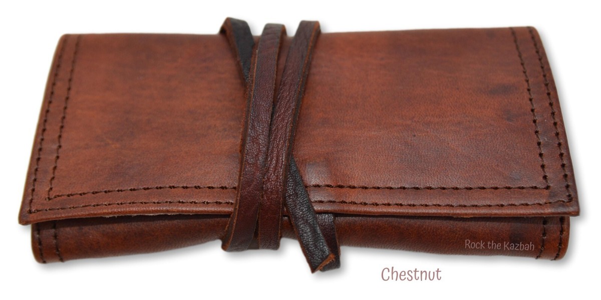 small tobacco pouch uk 100% ORGANIC LEATHER TOBACCO POUCH BAG CASE WALLET TIN BROWN **TARIFFS  PAID**