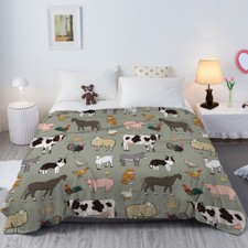 Various Animals Flannel Blanket Soft Durable Comfortable Blanket for Bed 60"x80"