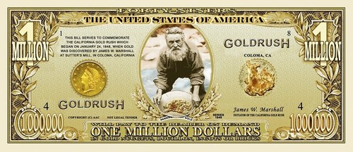American Art Classics Set of 50-1849 Gold Rush Million Dollar Bill - Picture 2 of 5