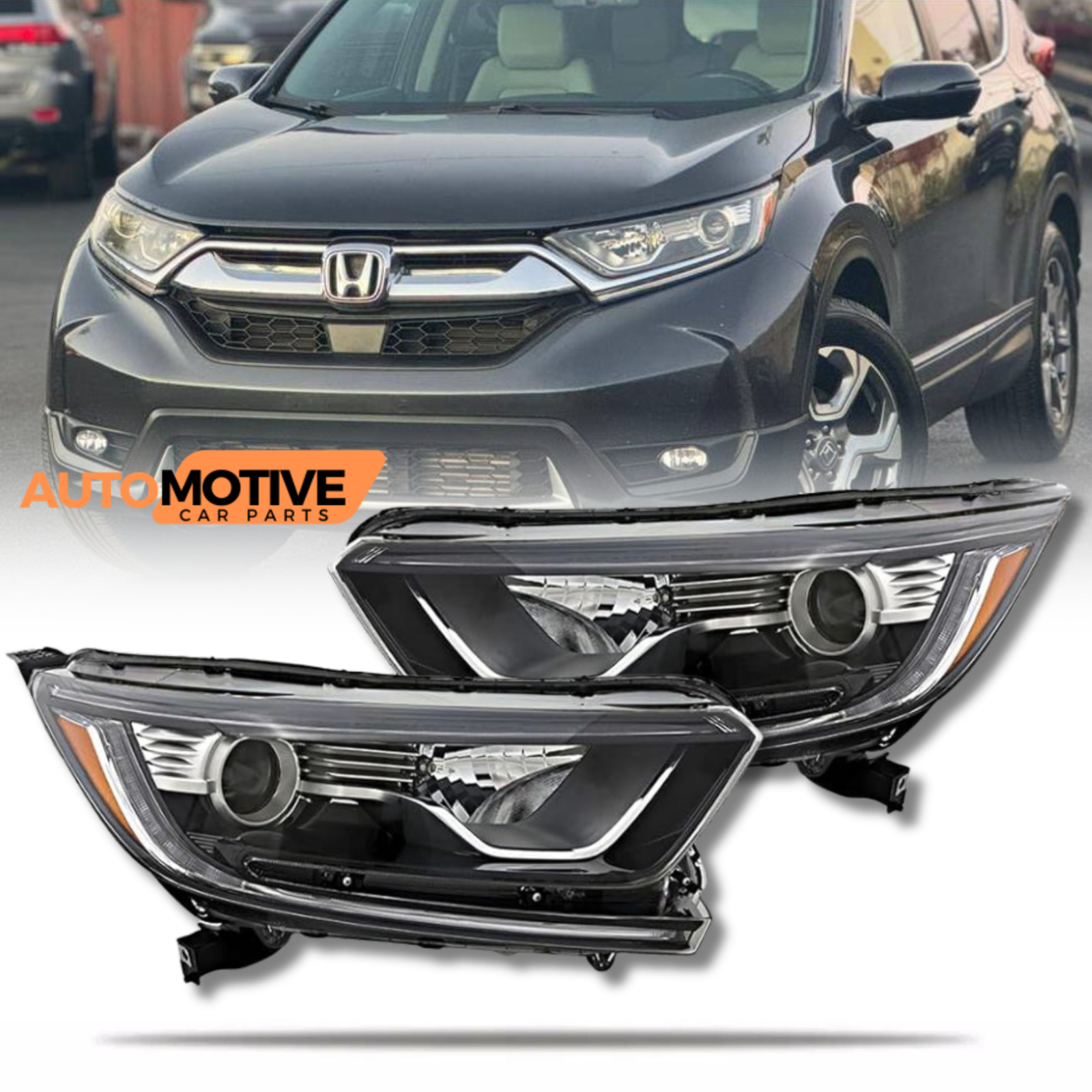 For 2017-2022 Honda CR-V CRV LX EX EXL Halogen Lamp Headlight Black Left+Right