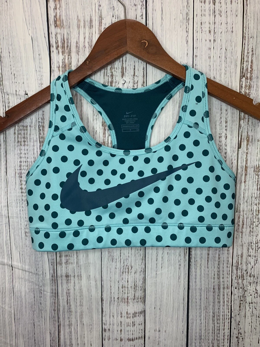 Nike Dri Fit Sports Bra Size Small Blue Polka Dot Racer Back