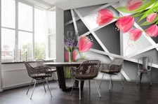 3D Pink Tulip K11172 Wallpaper Mural Self-adhesive Removable Sticker Panda