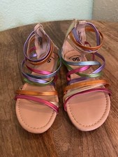 SO Youth Girl's Delaine Zip Up Gladiator Sandals Rainbow/Gold Size: 13