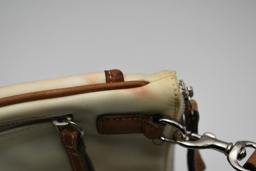 Coach Cream Nylon Cross Body Travel Bag Leather Trim - Picture 10 of 12
