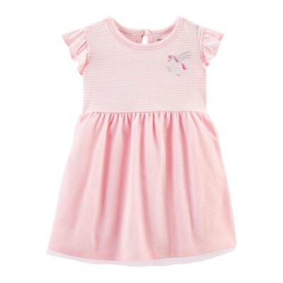 Carter's Striped Pink Unicorn Tutu Dress Diaper Cover Baby Girl