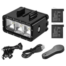 Dual Battery Underwater 30M Spot LED Light for GoPro Hero 5 6 7 8 9 10 11 12 13