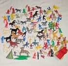 Vintage WESTERN Plastic Figures Cowboys Indians Marx Wagon MPC Tim Mee Mixed Lot