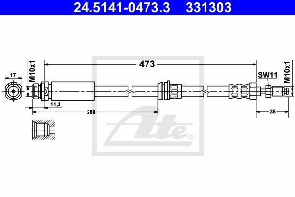 Flexible de frein résistant craquelures pour Ford Fiesta V 1.4 TDCi résout pédale molle