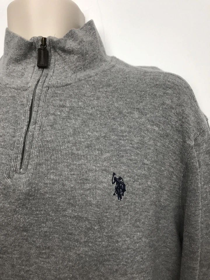 U.S POLO ASSN Pullover 1/2 Zip Sweater Size M Solid Gray Long Sleeves EUC - Image 4 of 4