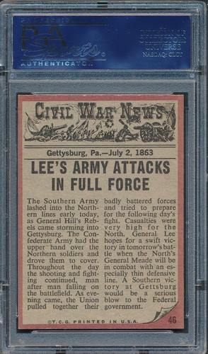 1962 Topps Civil War News #46: Vicious Attack ~ PSA 8 oc - Picture 2 of 2