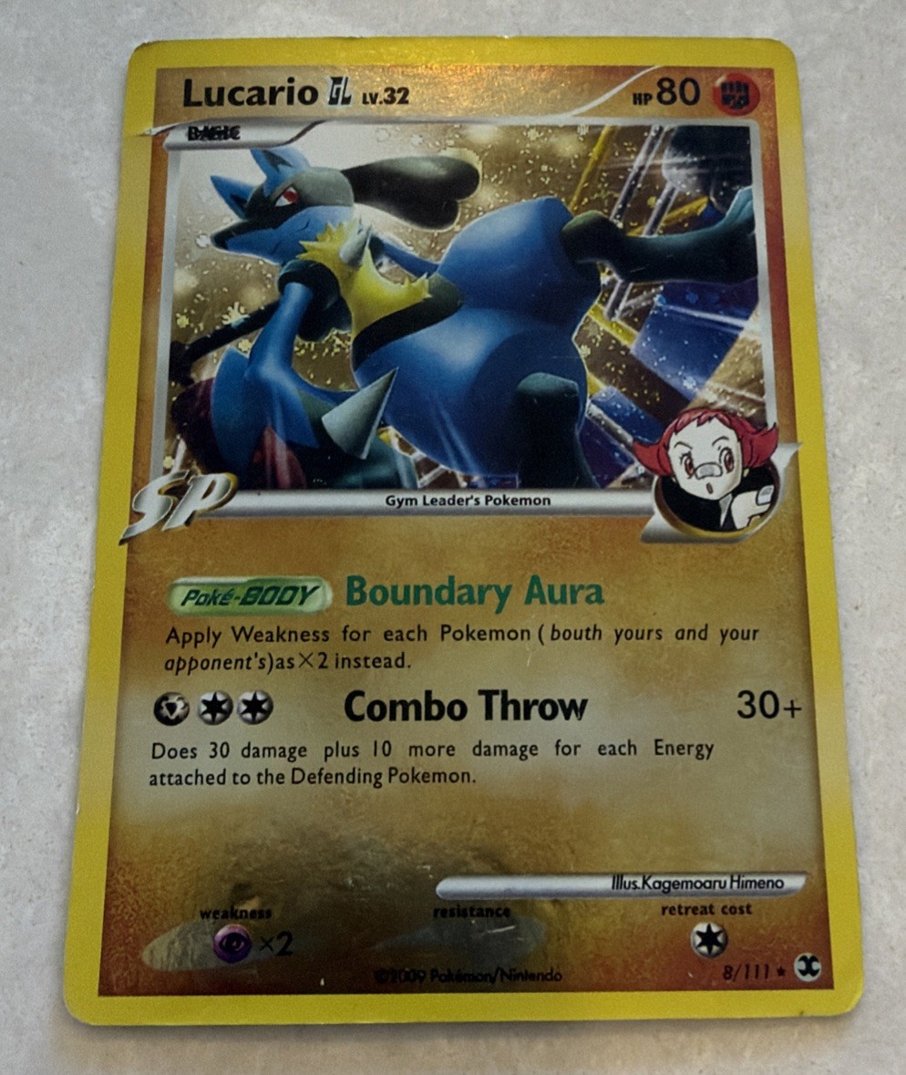 🔥 Pokemon TCG Lucario GL 8/111 Rising Rivals Holo Rare SP ENG 2009 LP 🔥 