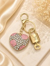 Authentic LV Louis Vuitton Gold Lock Key Unbranded Heart Keychain Charm