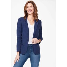 NWT - NYDJ Not Your Daughters Jeans Linen-Blend Blazer in Peacoat Blue Size Med