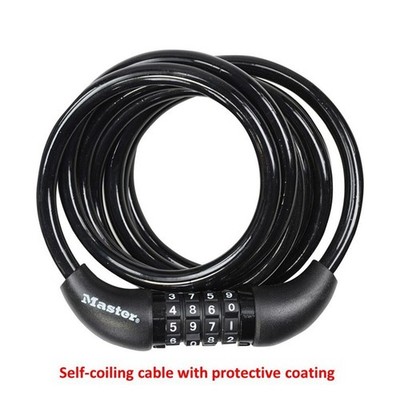 Master Lock Kabel-Zahlenschloss 8 mm x 1,8 m 8221 schwarz