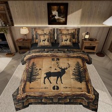 Feelyou 7 Piece Queen Size Camo Deer Bedding Set Kids Comforter Sheets Boys