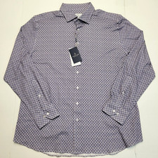 278 New EMANUEL BERG Modern Fit Sport Shirt Men 2XL 18 EU 46 Purple Geometric