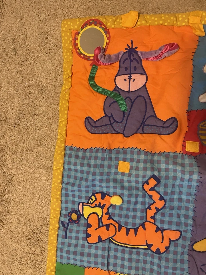 VTG DISNEY BABY WINNIE THE POOH PIGLET TIGGER TUMMY ACTIVITY BLANKET W/ RATTLE - Image 2 of 4