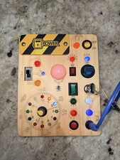 Wooden Sensory Busy Board Educational Toy Alphabet Numbers Lights Switches