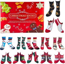 Christmas Socks Advent Calendar 2025 for Women,12 Days Themed Holiday Countdown