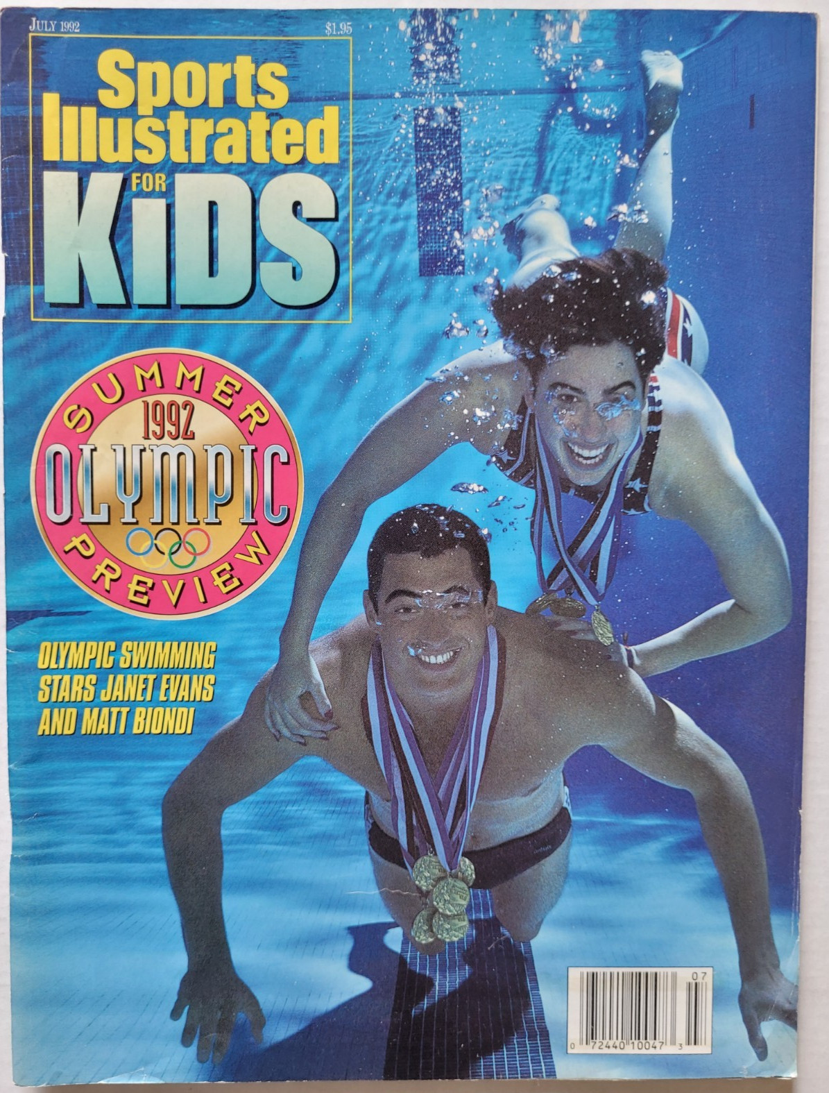1992 JULY SPORTS ILLUSTRATED FOR KIDS WITH UNCUT CARD SHEET - OLYMPIC CHAMPS