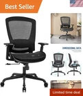 Adjustable Lumbar Support Office Chair - Breathable Mesh & Wide Seat for Comfort