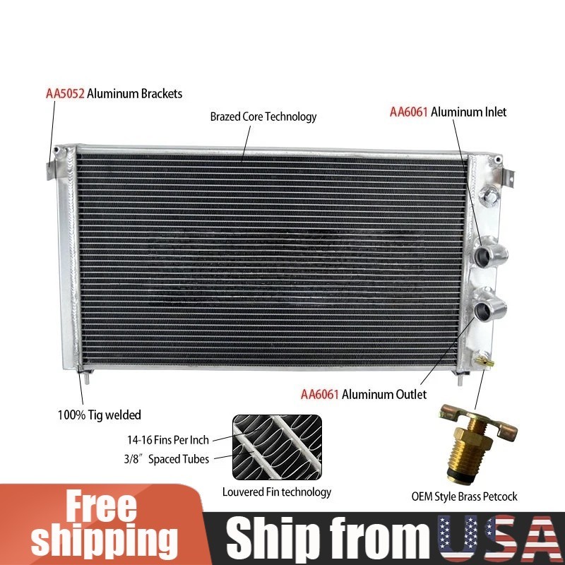 Aluminum Radiator for 1974-1989 De Tomaso Pantera V8 5.8L Manual transmission