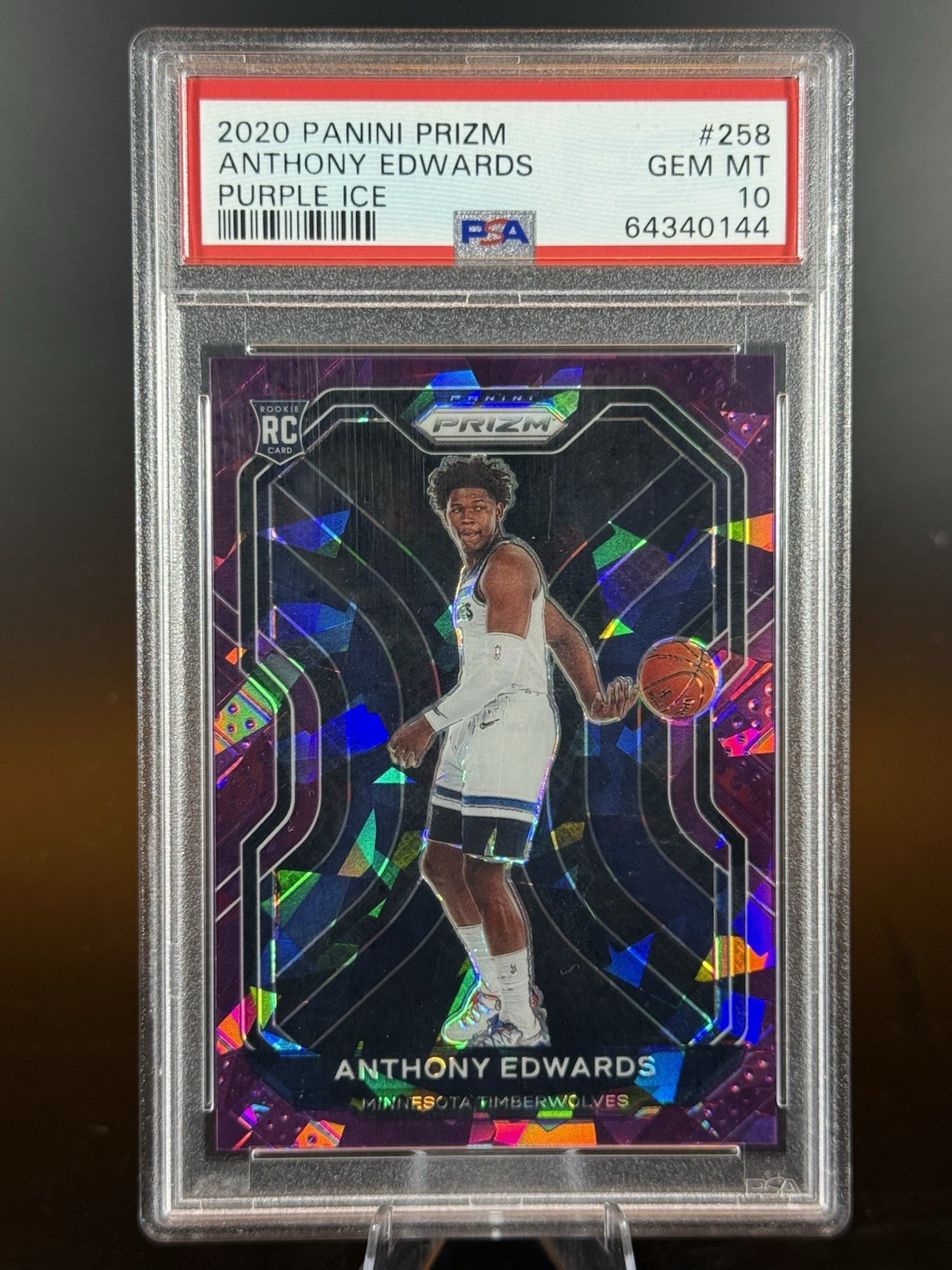 2020 Panini Prizm - ANTHONY EDWARDS ROOKIE Purple Ice /175 - PSA 10 - POP 21 💎