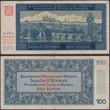 Böhmen und Mähren 100 Kronen ZWK-11a Ro.560a P#6 Besatzungsausgaben [63673