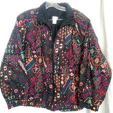 Vintage Lavon Cheerful Corp Women Large 100 Nylon Track Jacket Geometric 80s 90