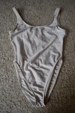 VINTAGE 90'S GILDA MARX WHITE FLEXATARD LEOTARD NYLON SPANDEX LARGE