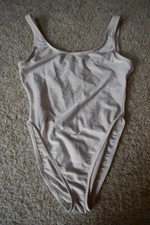 VINTAGE 90'S GILDA MARX WHITE FLEXATARD LEOTARD NYLON SPANDEX LARGE