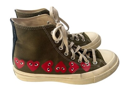 Converse x Comme des Garcons Play Chuck 70 Heart Sneakers Shoe Size 7 M, 9W Red