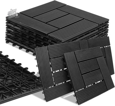 Outdoor Garden Floor 11 Tiles WPC Recessed Drainage Terrace Anthrac