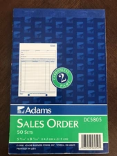 Adams 50 Sets 2-Part Carbonless Sales Orders Book DC5805 1PC