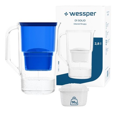 Wasserfilter Kanne Kunststoff 2,8 l Wessper D1 SOLID mit 2 Kartuschen blau