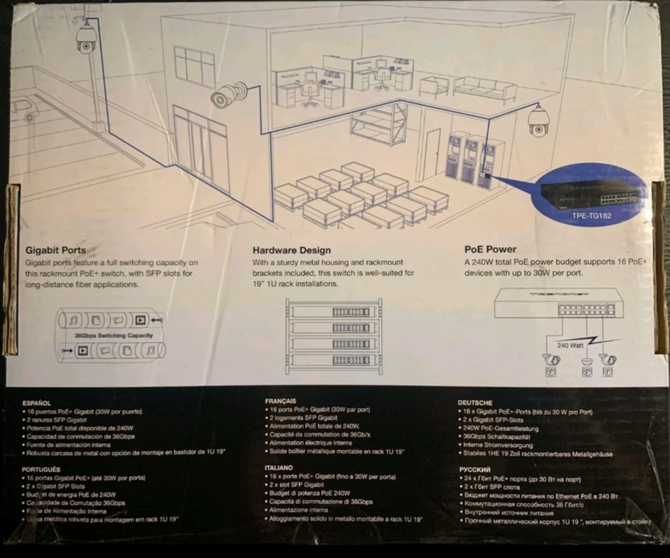 NEW! TRENDnet TPE-TG182 18 Port Gigabit PoE+ Switch SFP+ - Image 2 of 4