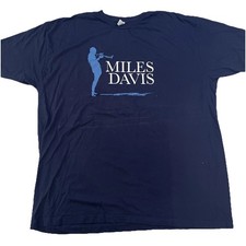 Rare Official Miles Davis Jazz Solo Silhouette Logo Concert Tour Shirt 3XL Blue