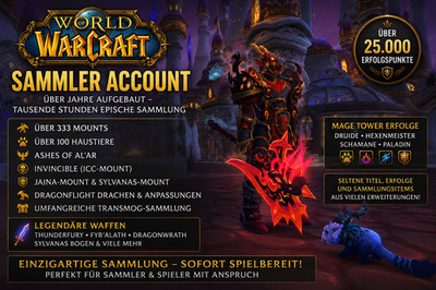 World of Warcraft WoW Sammler Account | 333 Mounts | | Legendarie Waffen